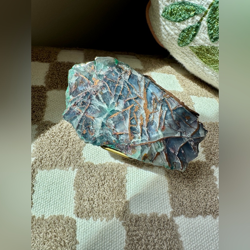Rare Chrysocolla With Copper In Chalcedony Slab Collectors Piece 162g